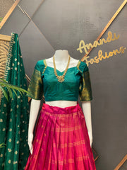 Semi Gadwal Silk Half saree/Lehenga set - Girls - Half Saree - Anandi Fashions