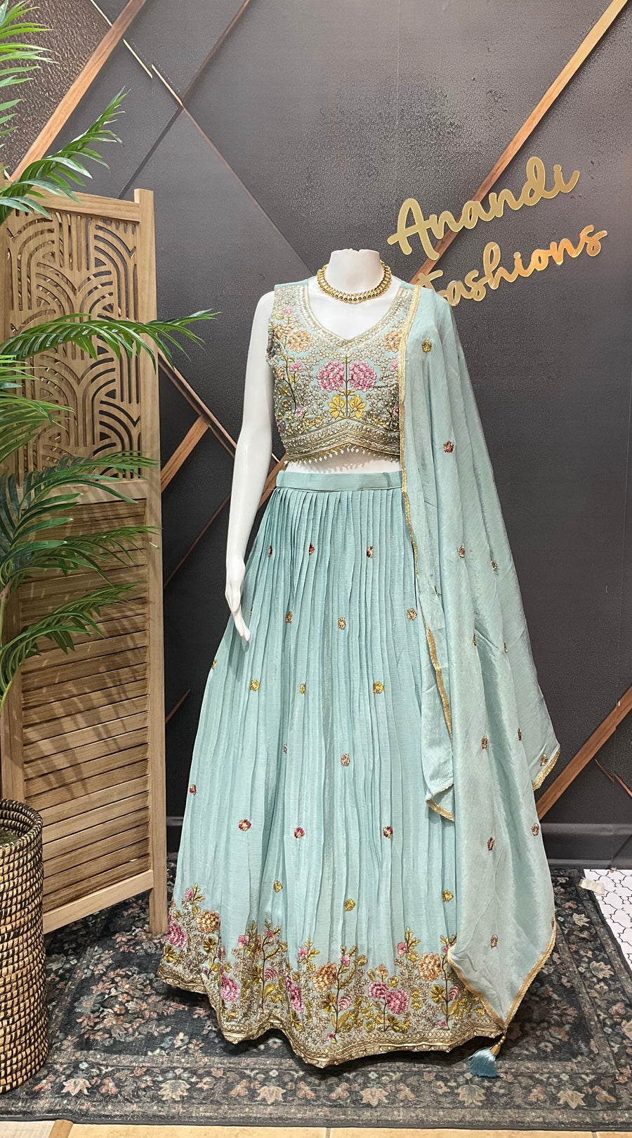 Pastel Blue Party Wear lehanga Set