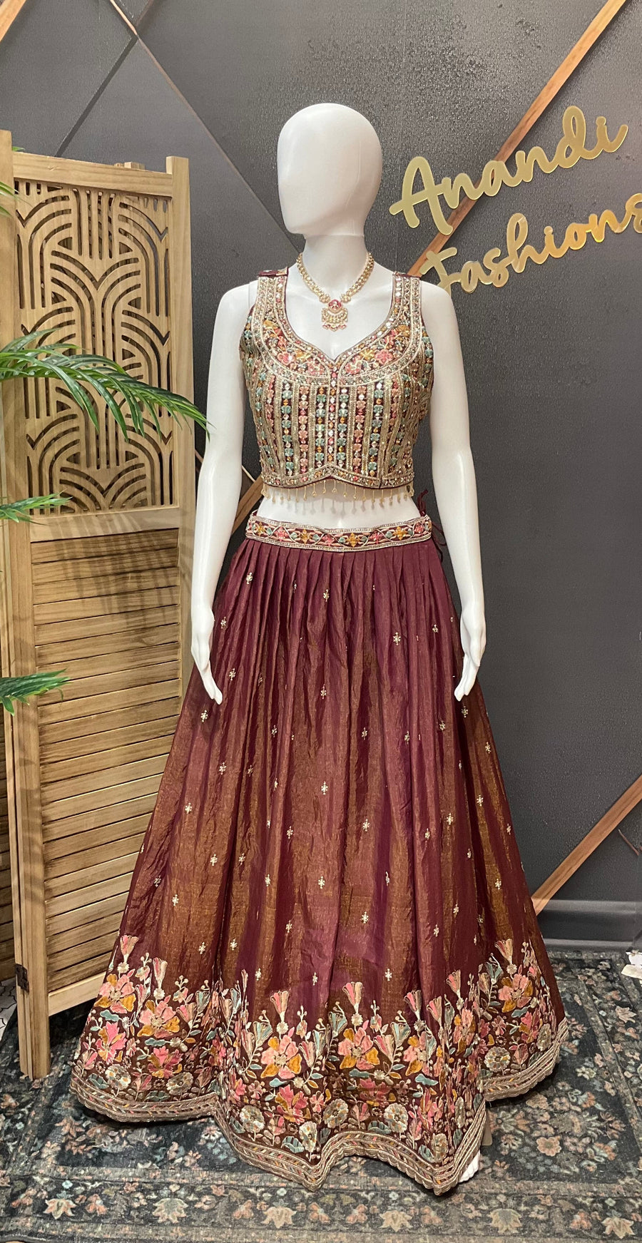 Wine - Party Wear Lehenga set