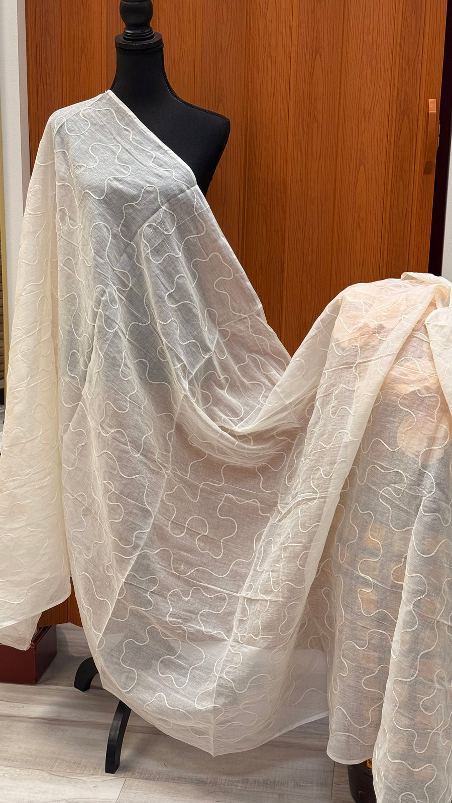 Half white Kadhi Cotton dupatta