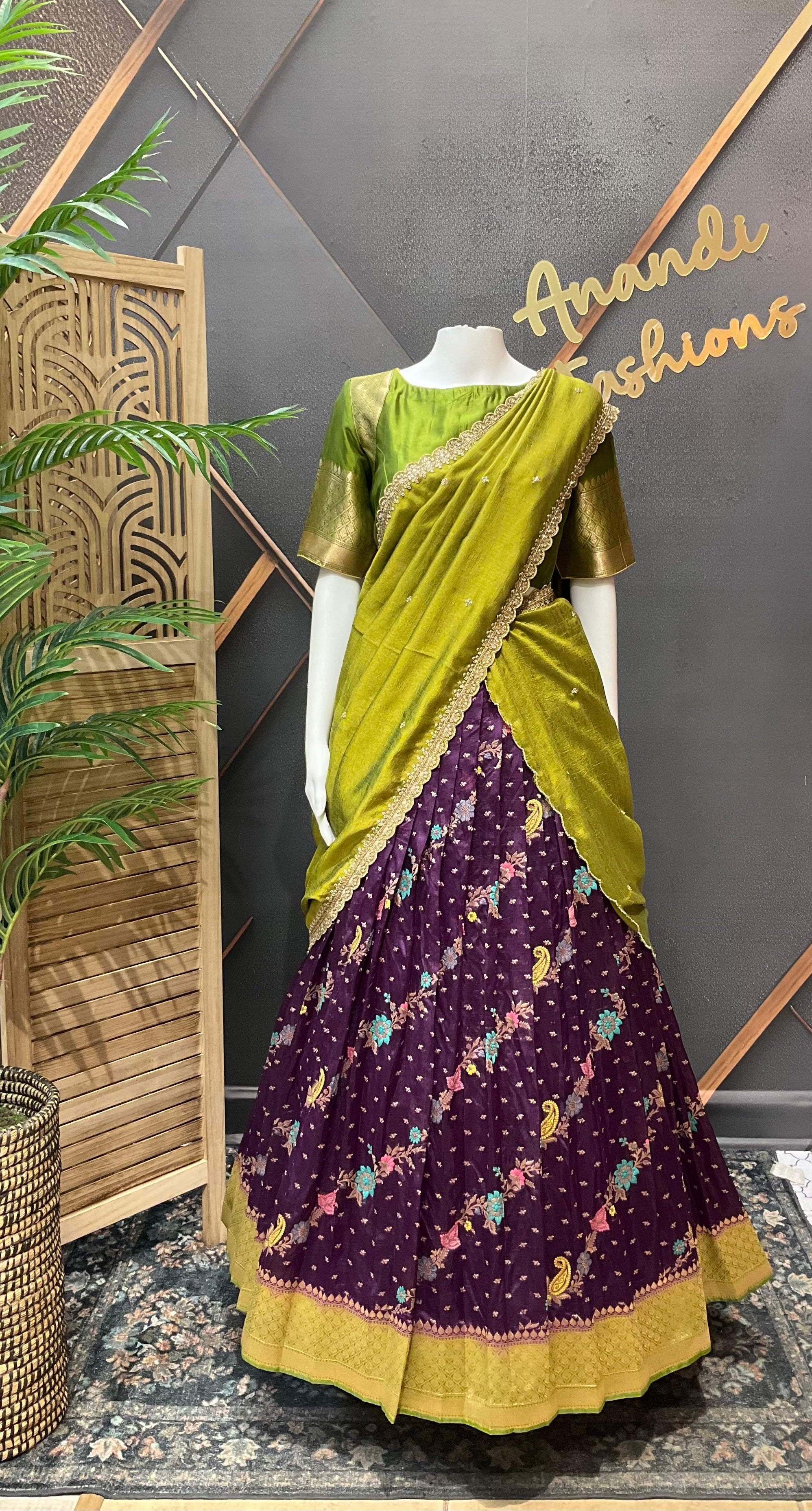 Purple Half Saree/ Lehenga set