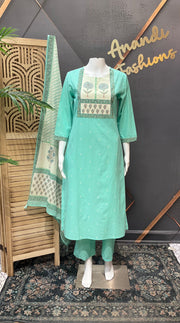 Jaipur Cotton Sea Green Kurti set