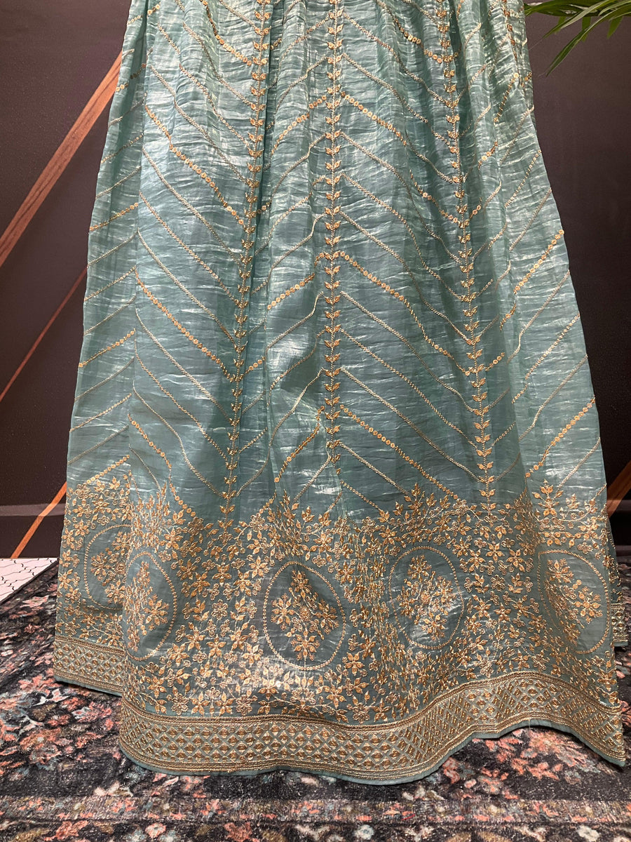 Organza Lehenga Skirt with Gold Zari - Party Wear