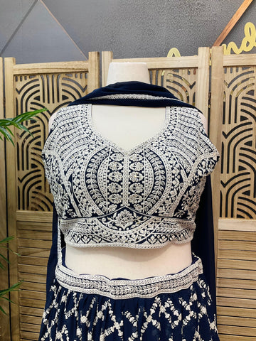 Plus Size Georgette Lehenga Set - Heavy Work Party Wear