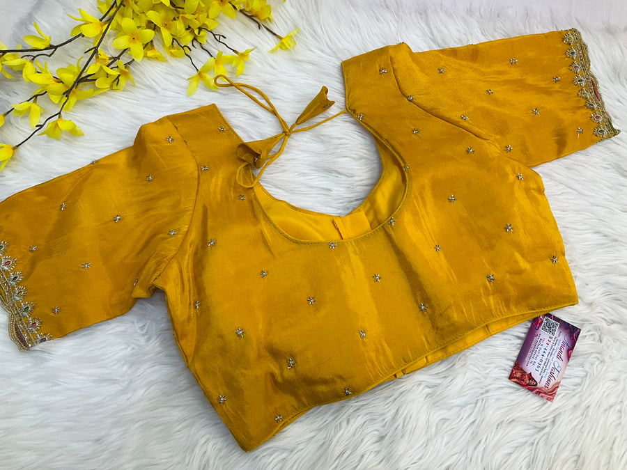 Women’s Front Opening Yellow  Tissue blouse - Women - Blouse - Anandi Fashions