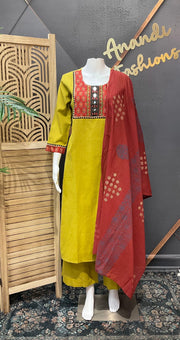 Green Pure Cotton Kurti set