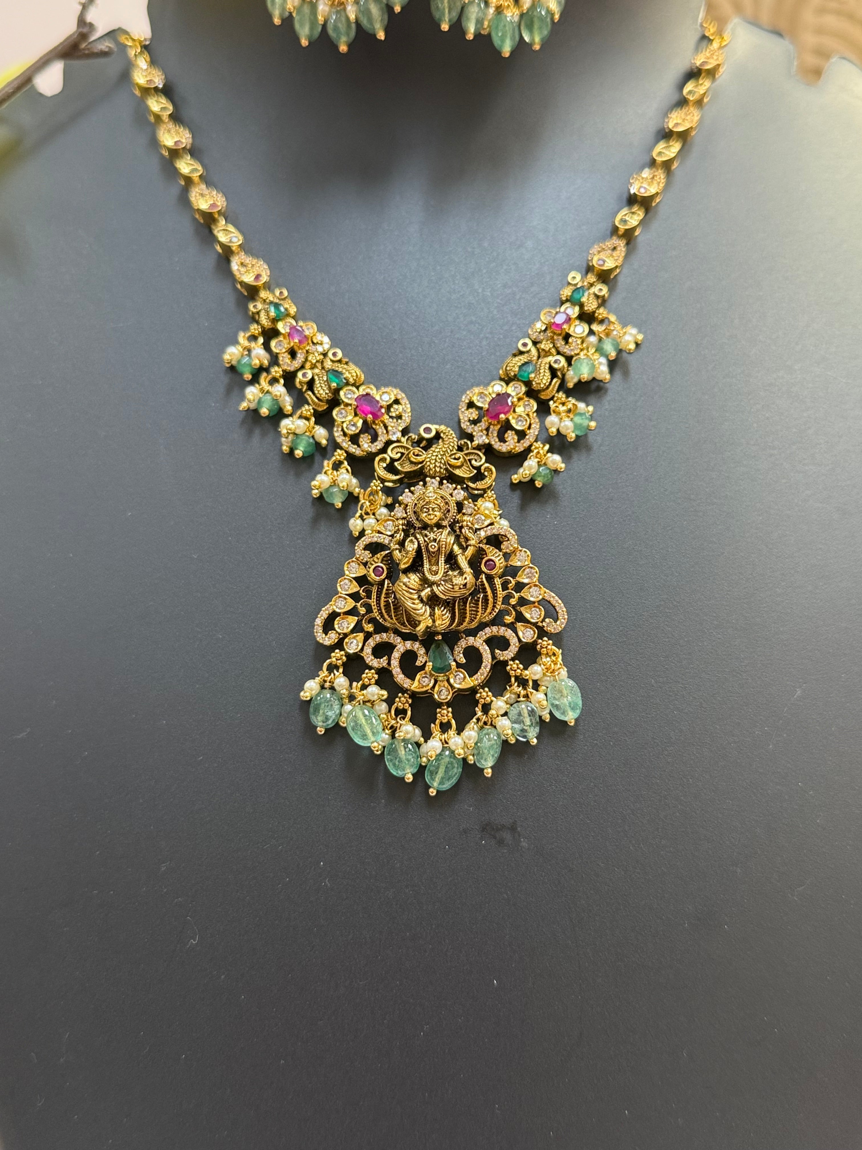 Temple Jewelry - Goddess Lakshmi Necklace set