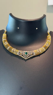 Party Wear Necklace set with Emerald stones
