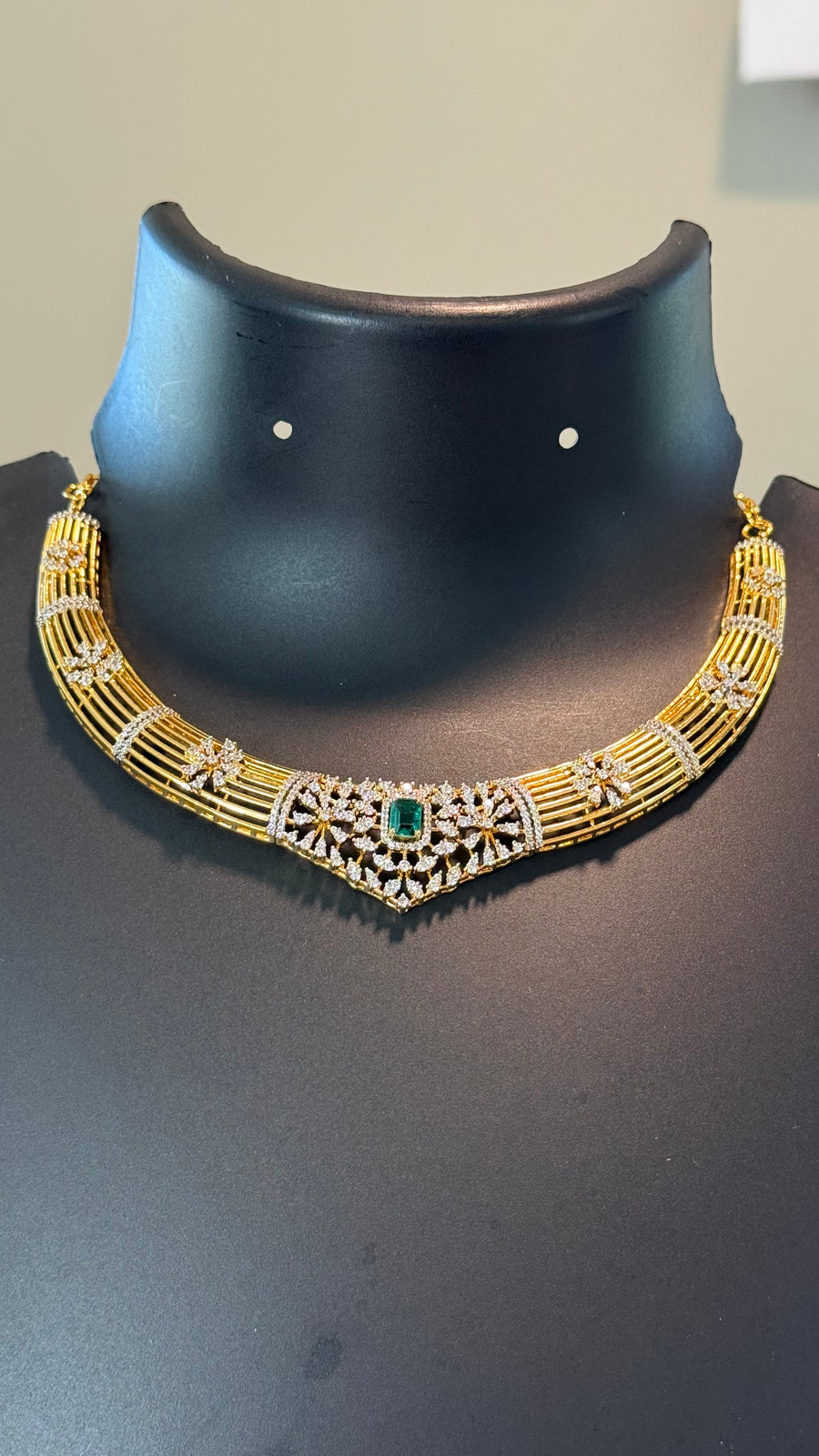 Party Wear Necklace set with Emerald stones