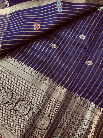 Violet - Semi Benarasi Silk Saree