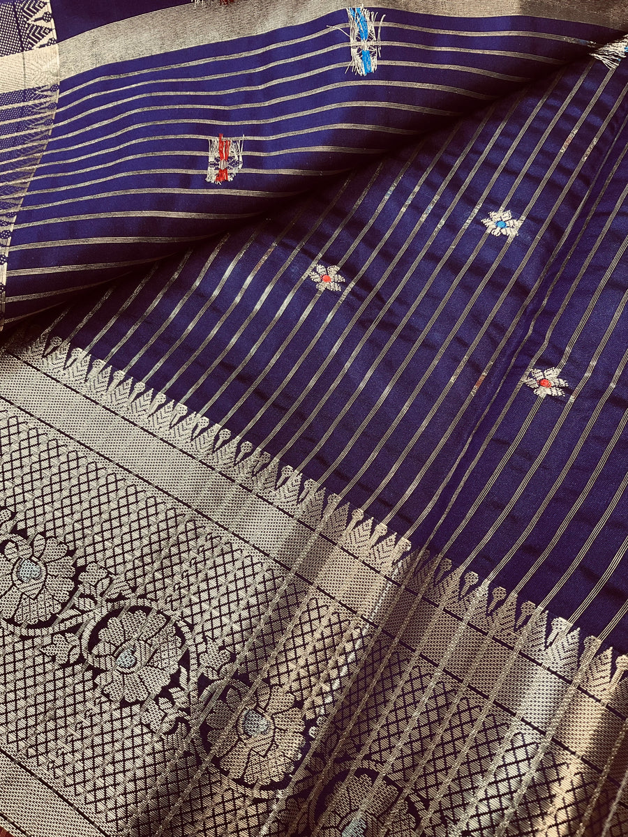 Violet - Semi Benarasi Silk Saree