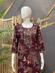 Women’s Wine Rayon Kurti