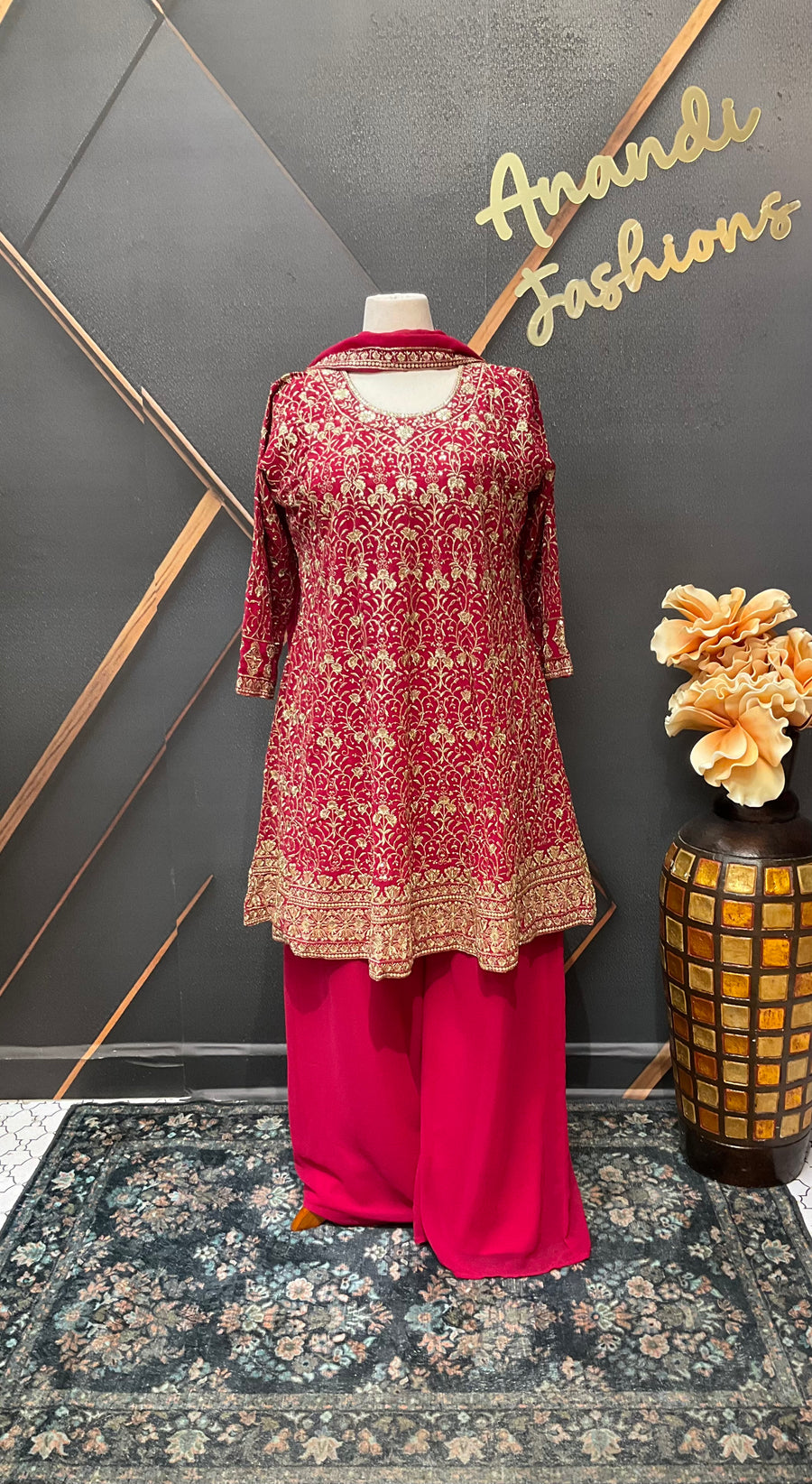 Plus size Pink Party Wear Georgette Palazzo set
