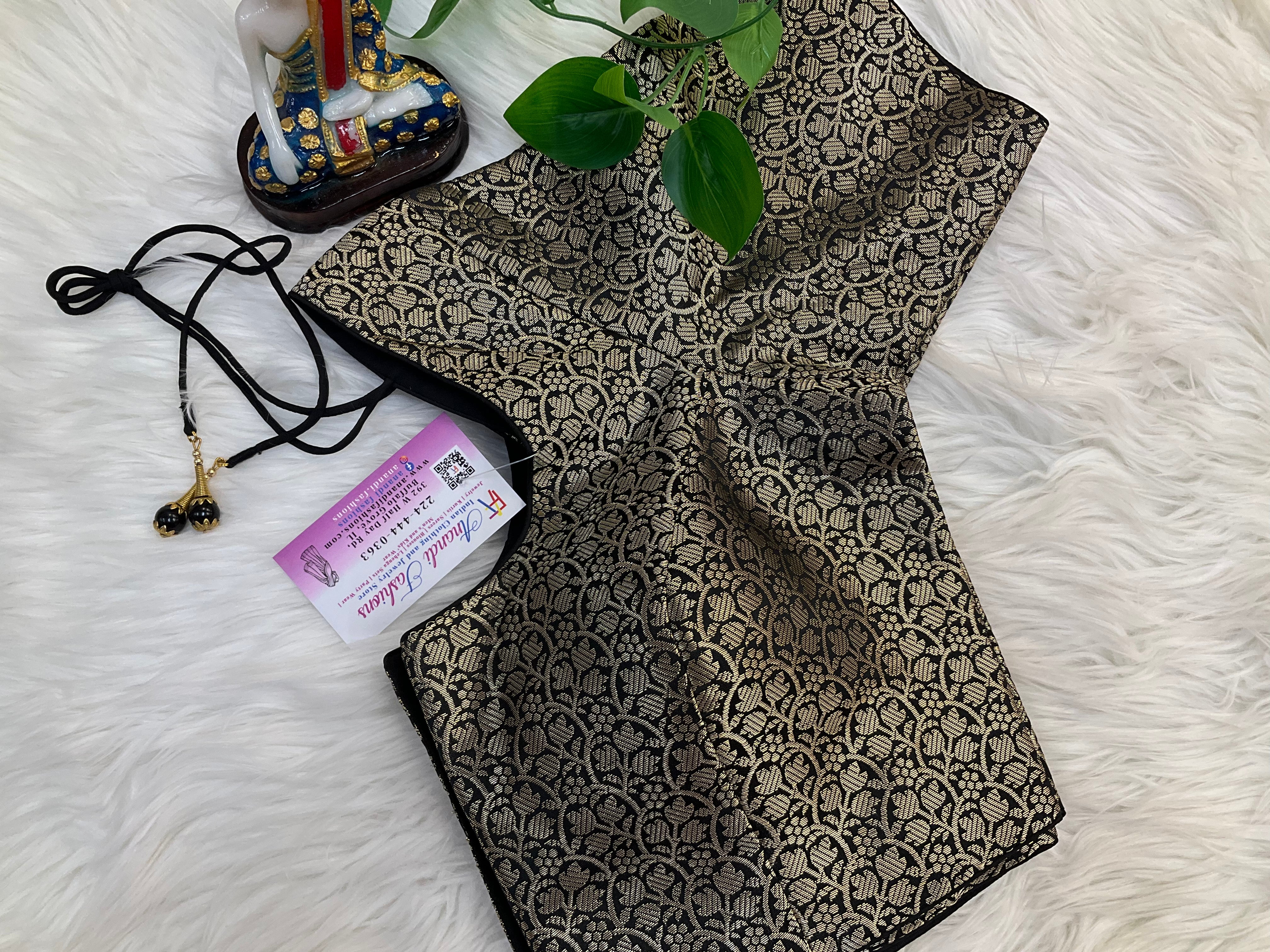 Premium quality -Black brocade blouses- front opening