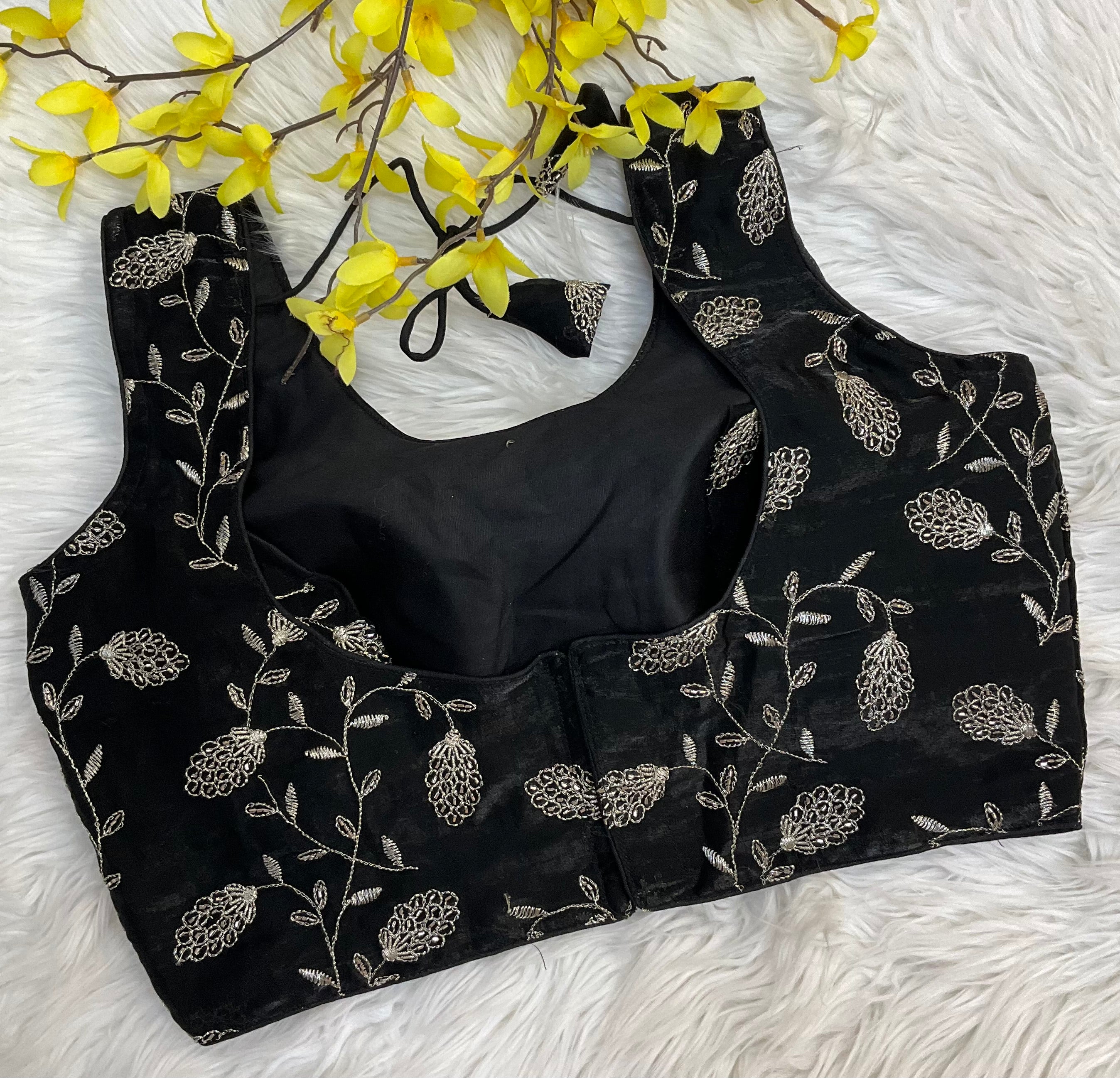 Sleeveless Black Fancy work Blouse - Size 40