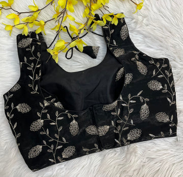 Sleeveless Black Fancy work Blouse - Size 40