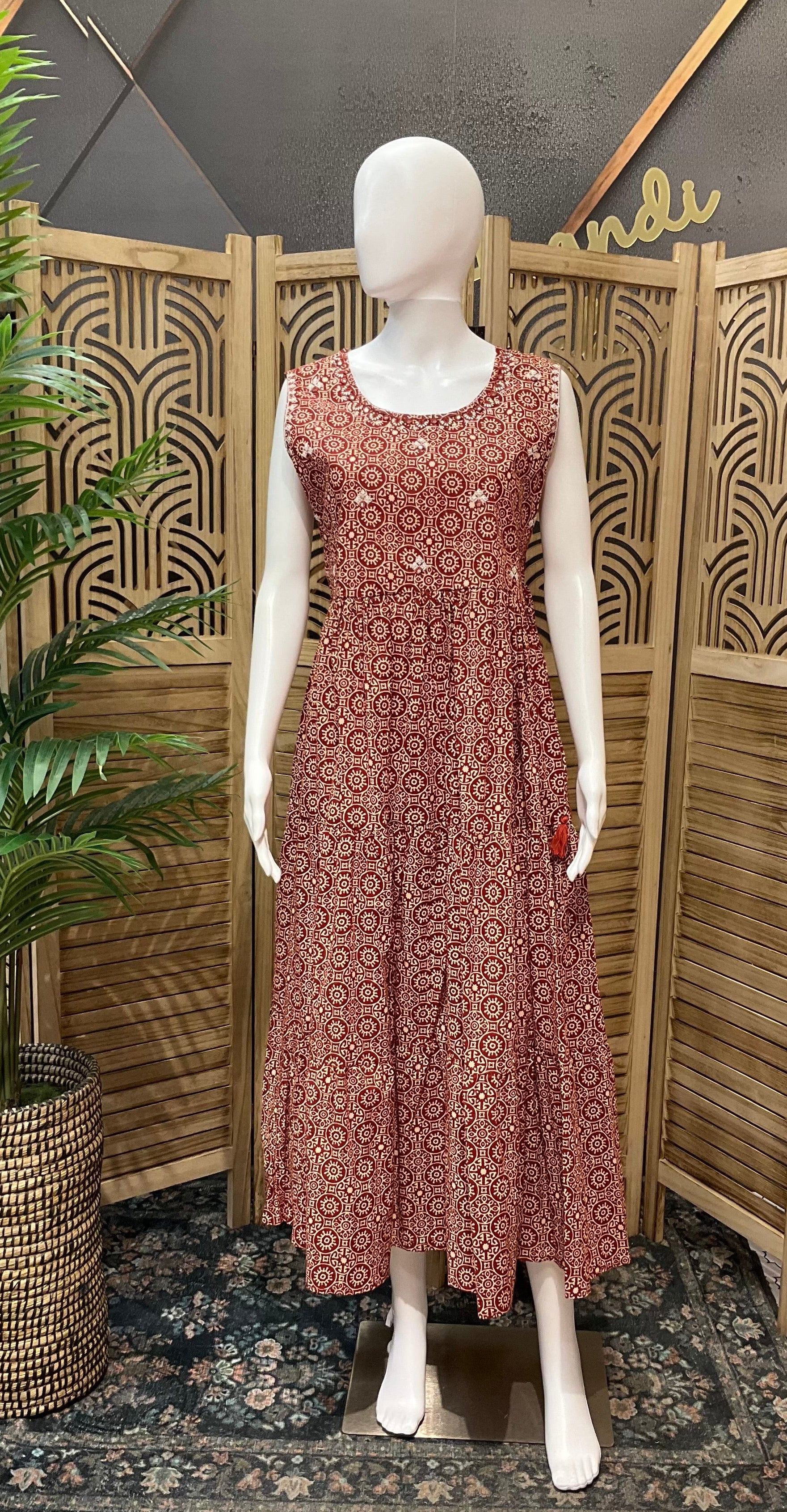 Pure Cotton long frock/Kurti- Maroon