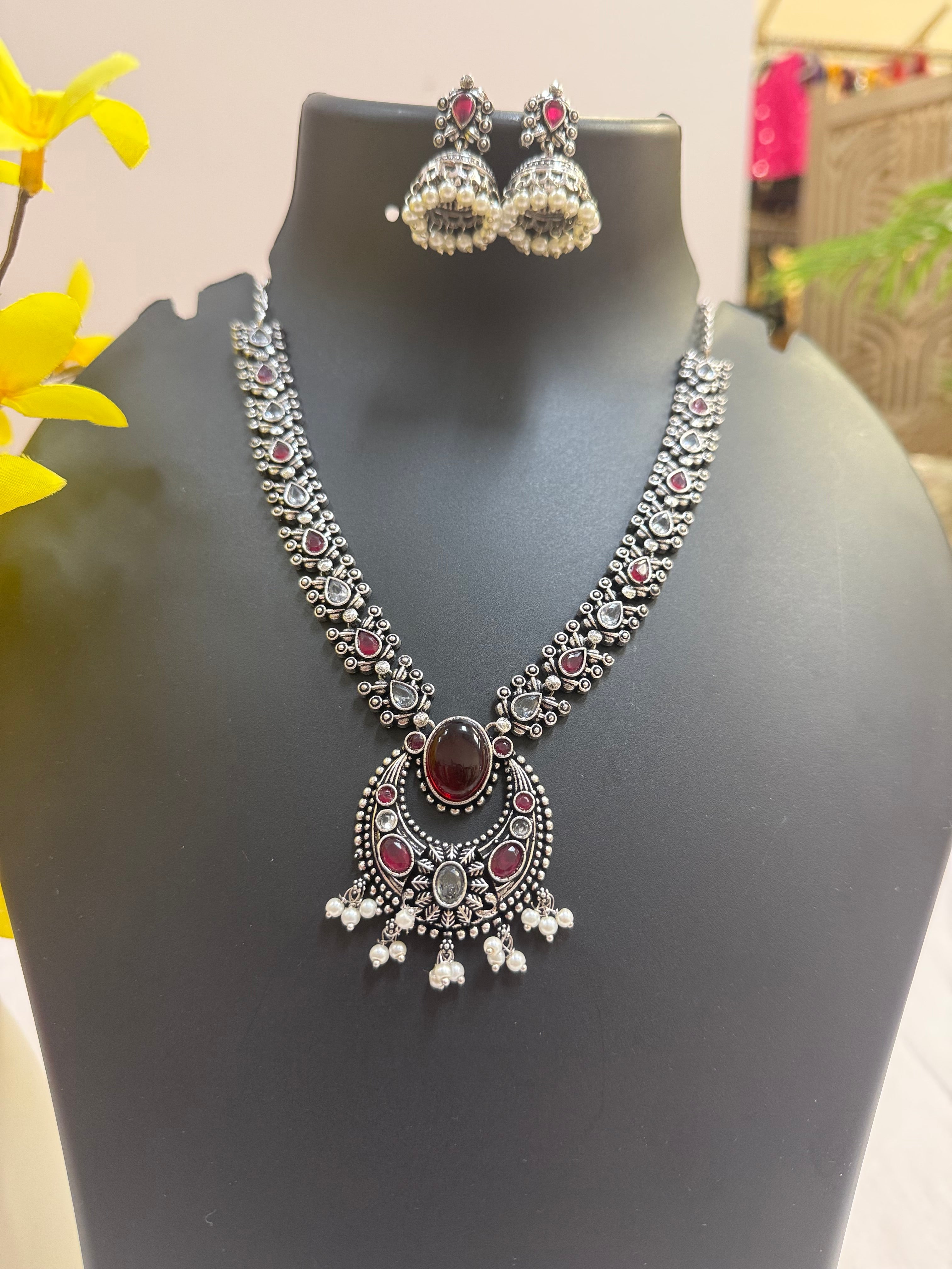 German Silver Multicolor Necklace set