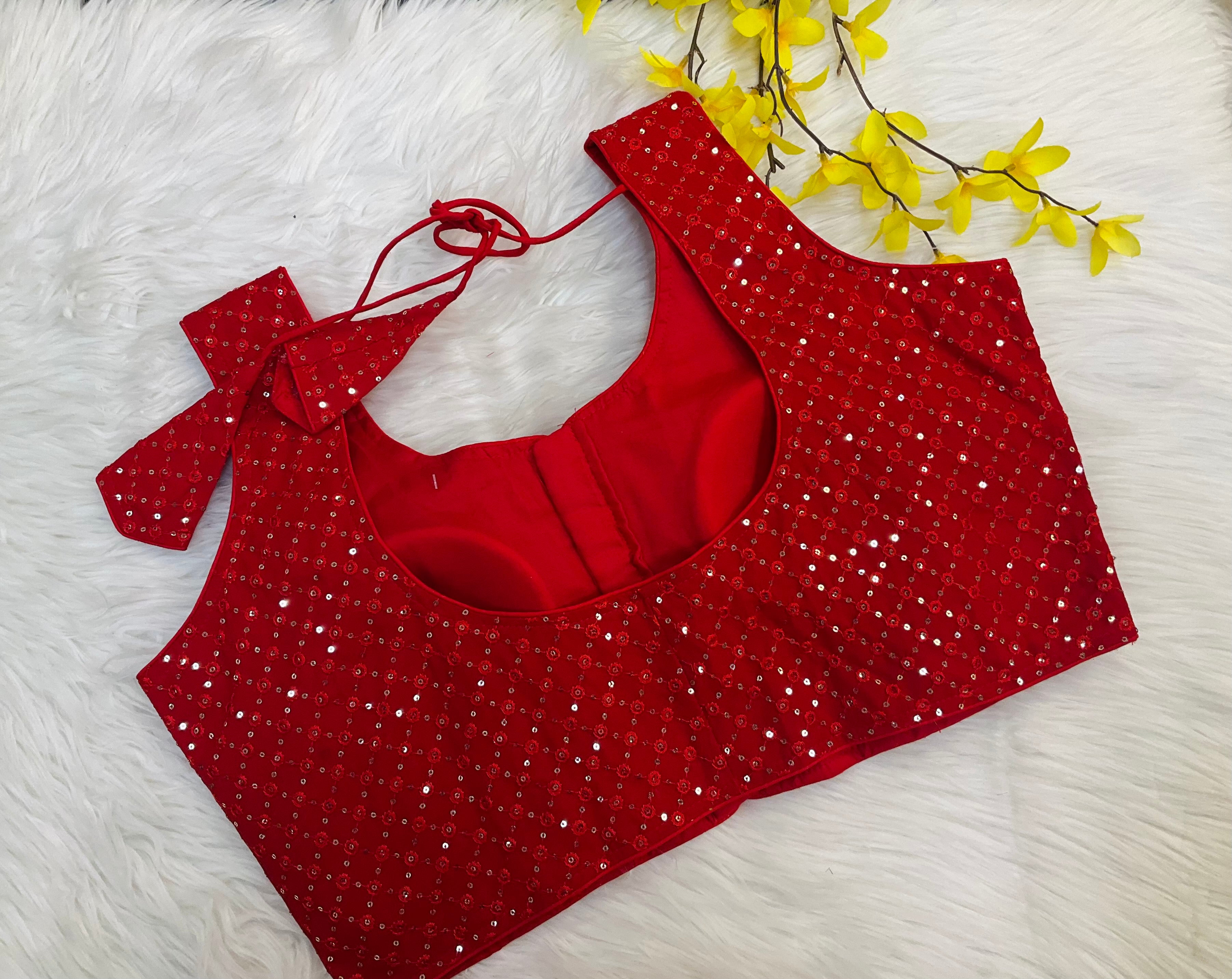 Front Opening Red Blouse