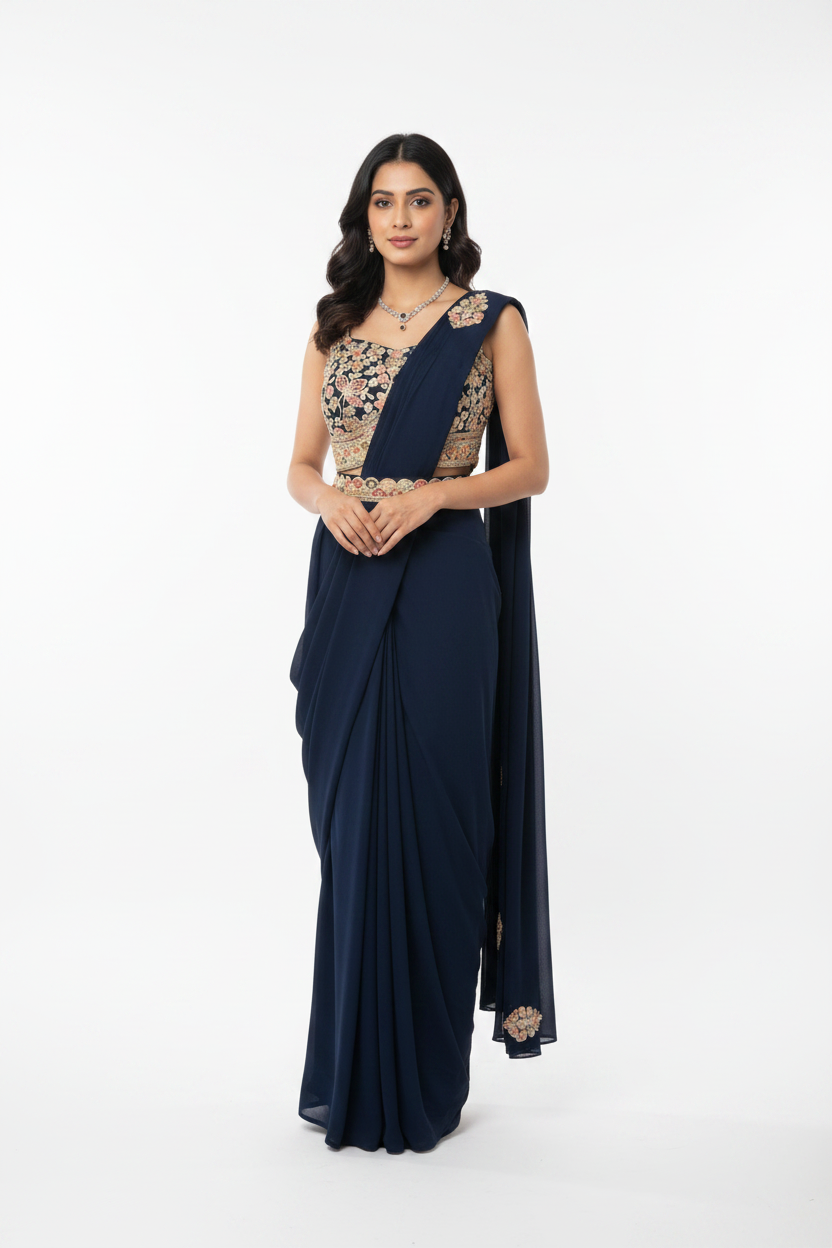 Blue Ready to wear saree