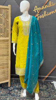 Green Party yellow Wear Kurti set
