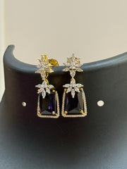 CZ Earrings with Purple Stone