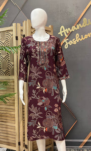 Women’s Wine Rayon Kurti