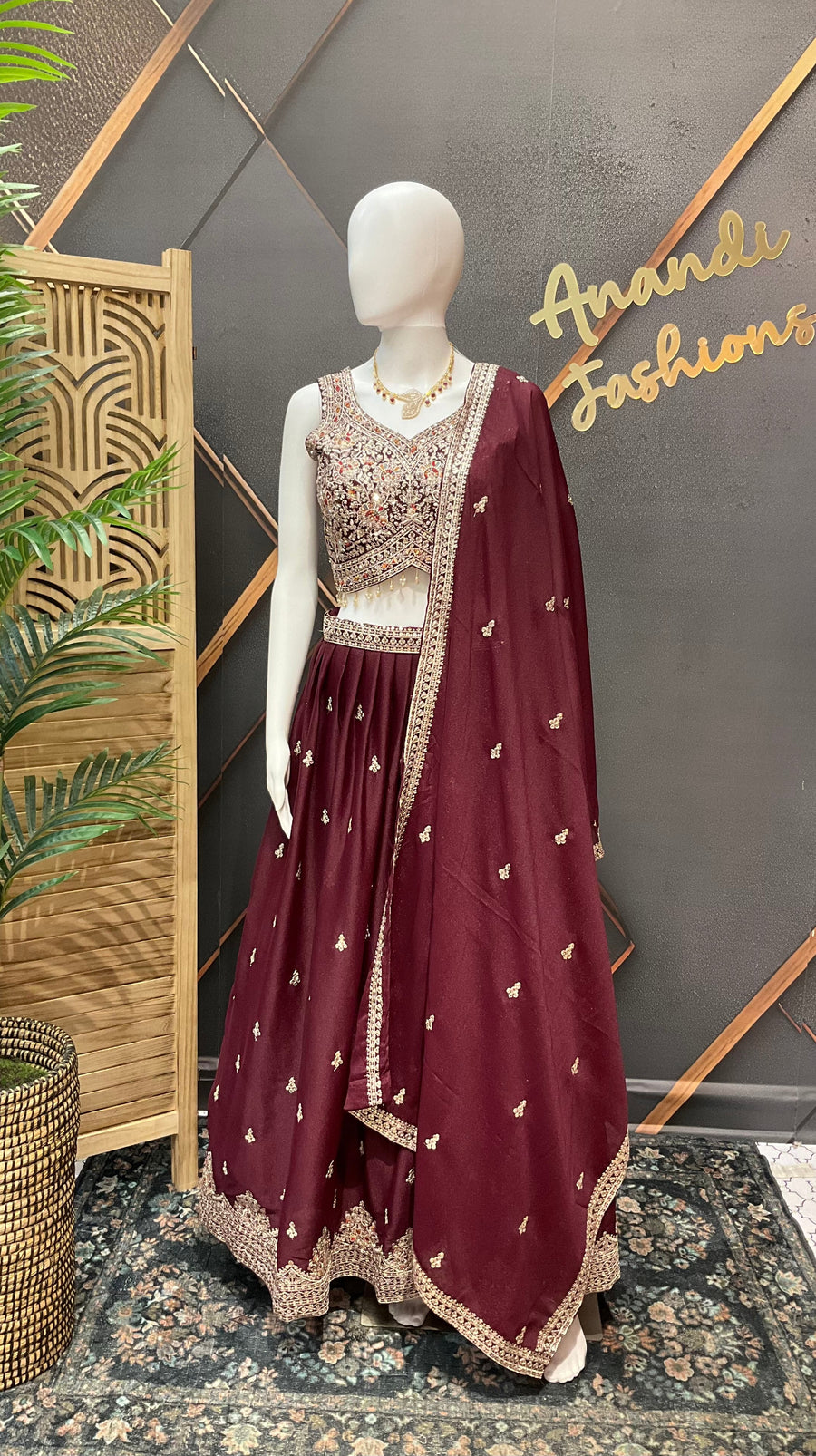 Maroon Party Wear Lehenga set