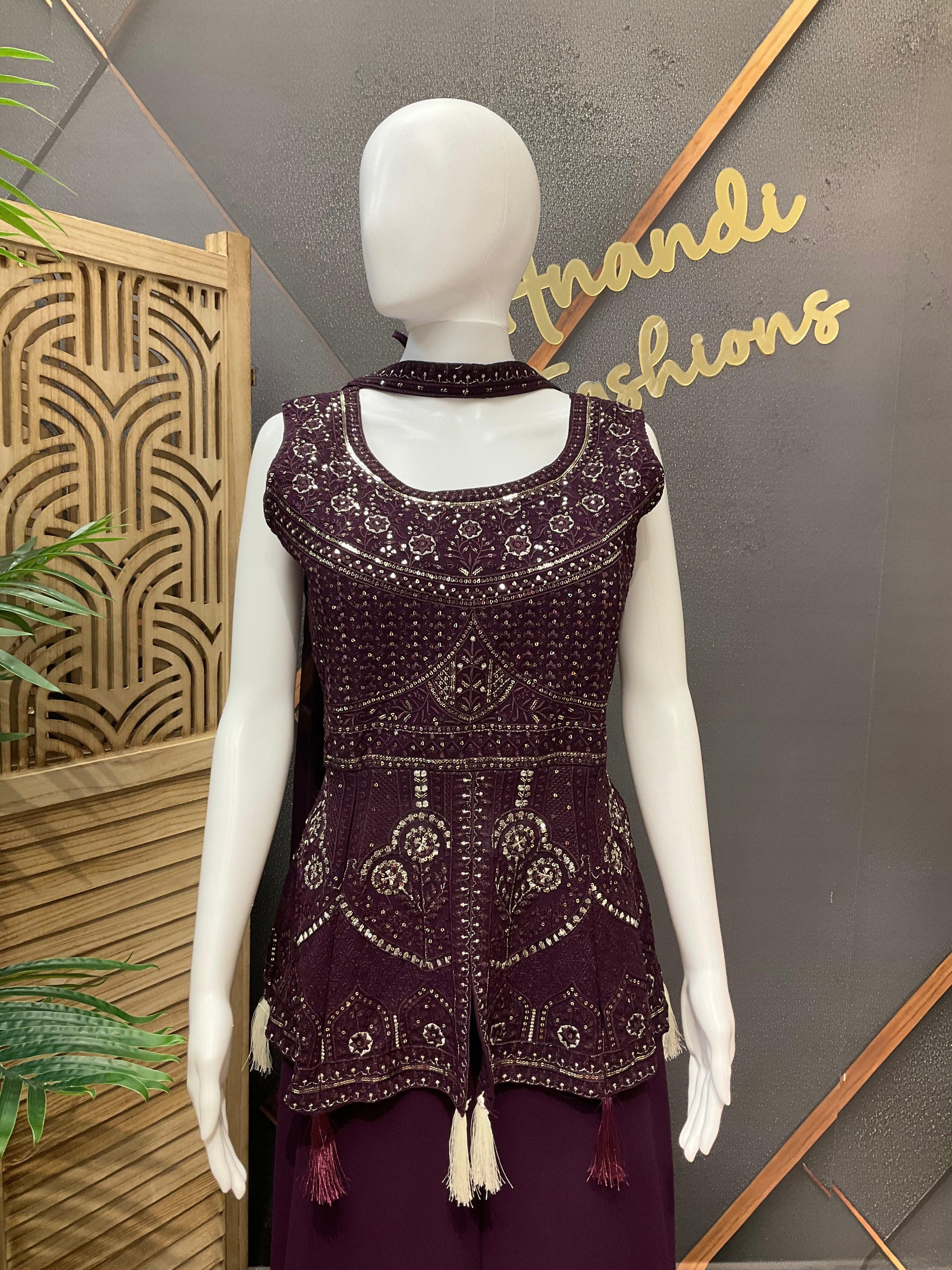 Party WearPalazzo sets - Plum Color