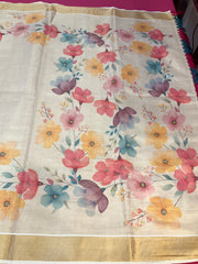 Kerala Set Mundu Saree with Floral Print
