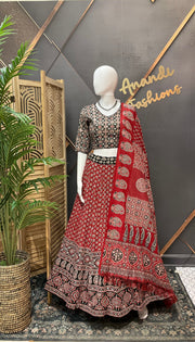 Pure Cotton Ajrakh Print Chaniya choli set