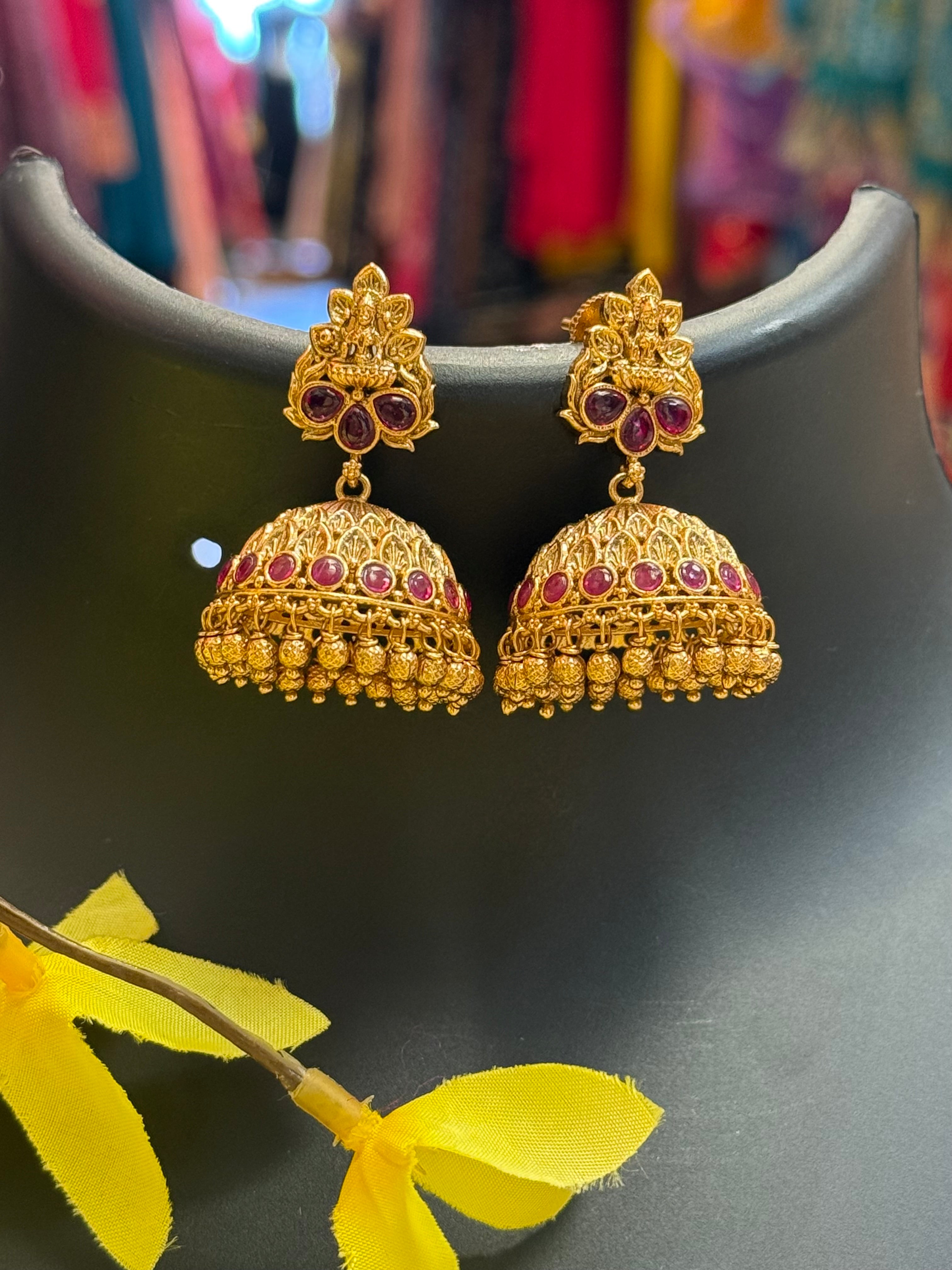 MattFinish Lakshmi Design Jhumkas/Earrings