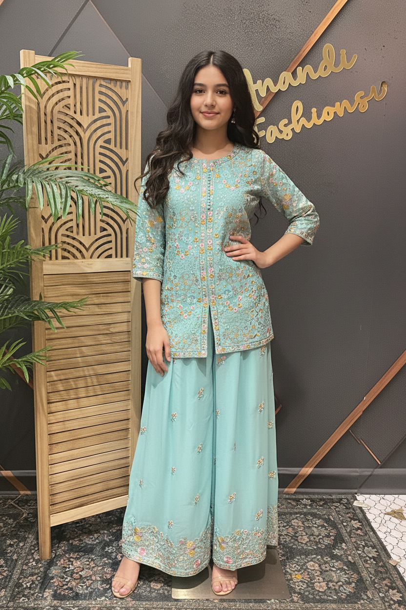 Teenage Girls Blue Palazzo set