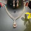 Party Wear CZ Necklace set with Drop Style pendant
