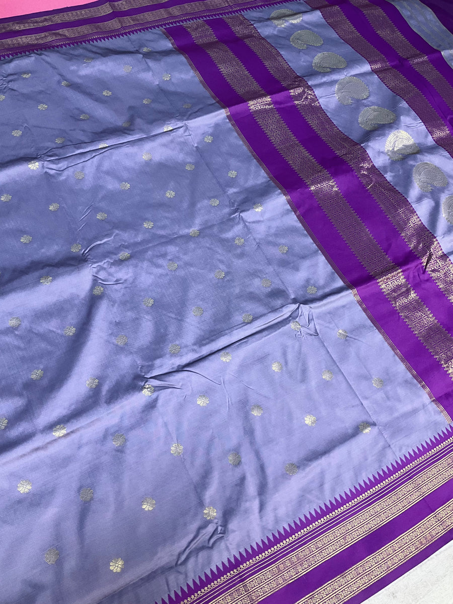 Semi Silk Lavender Color Saree