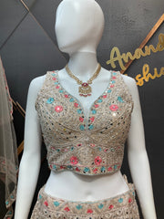 Half White Full Work Lehanga set
