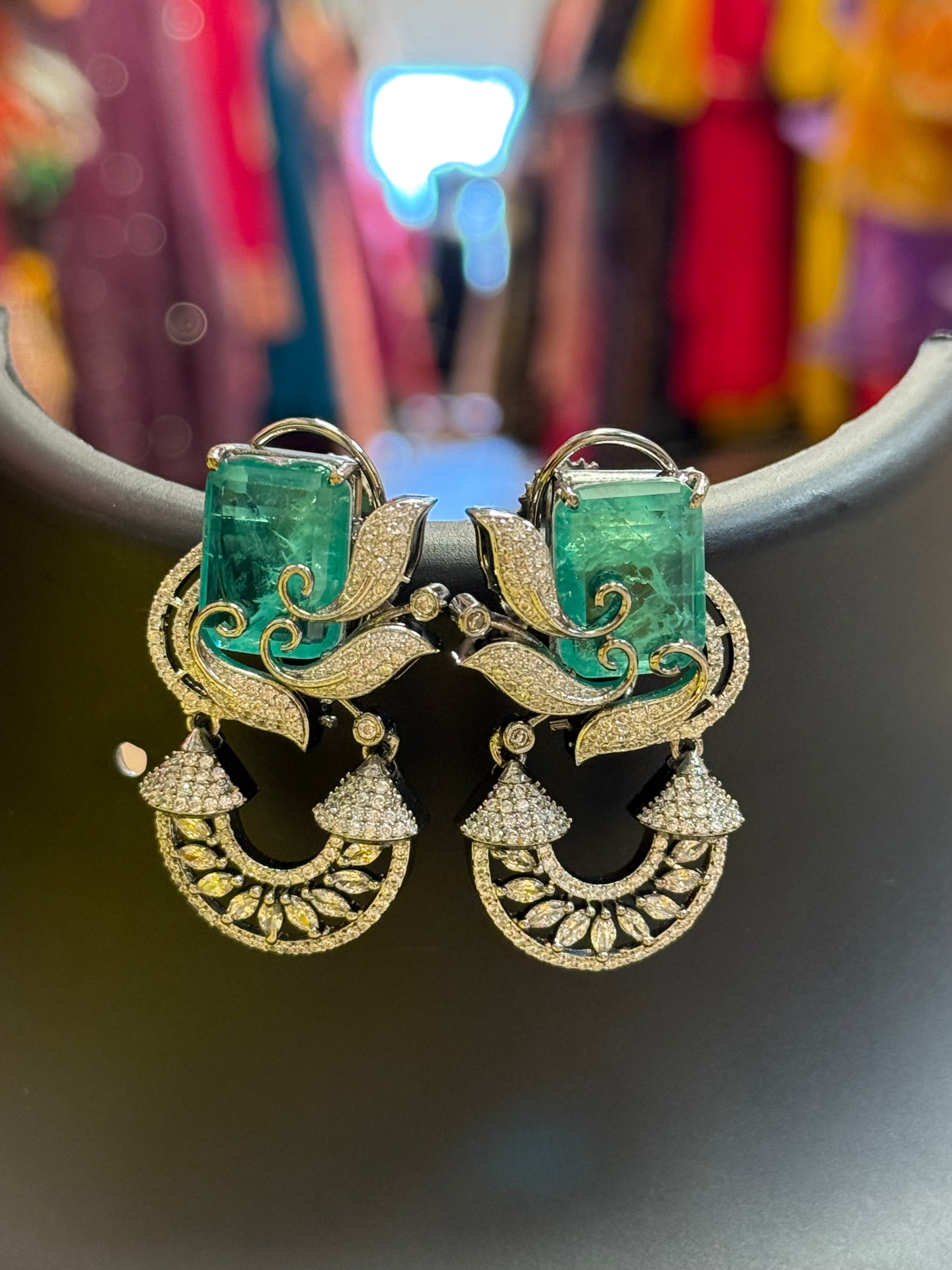 Black Metal Party Wear- Earrings