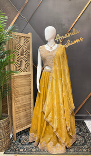 Mustard Yellow Party Wear Lehenga set