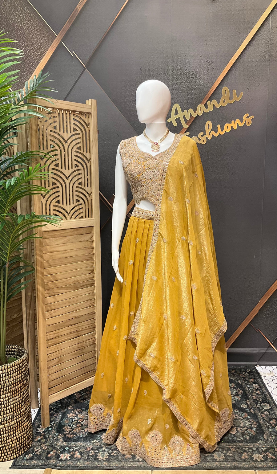 Mustard Yellow Party Wear Lehenga set