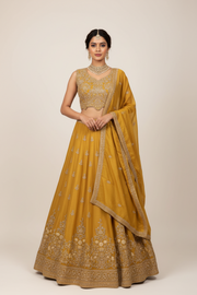 Mustard Yellow Party Wear Lehenga set