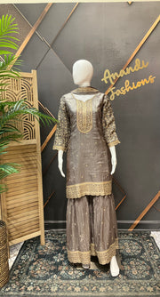 Women’s Taupe Color Party Wear Palazzo Set