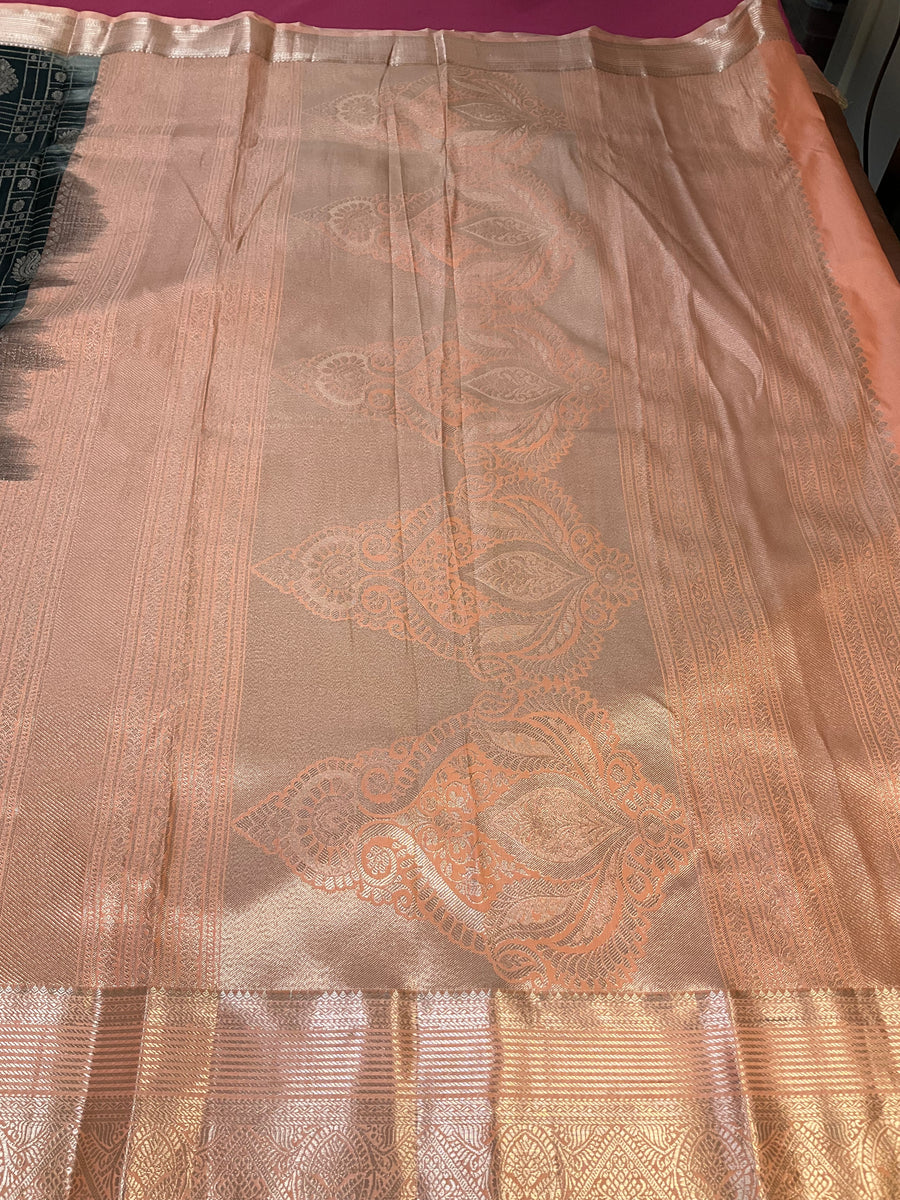 Black Semi Silk Kanjeevaram Saree