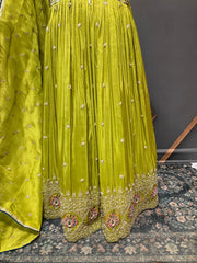 Green Party Wear Lehenga Set