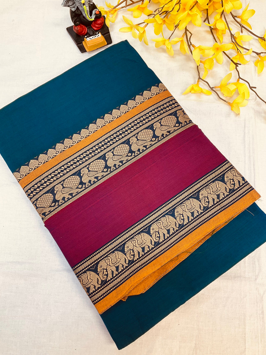 Blue Narayanpet handloom saree