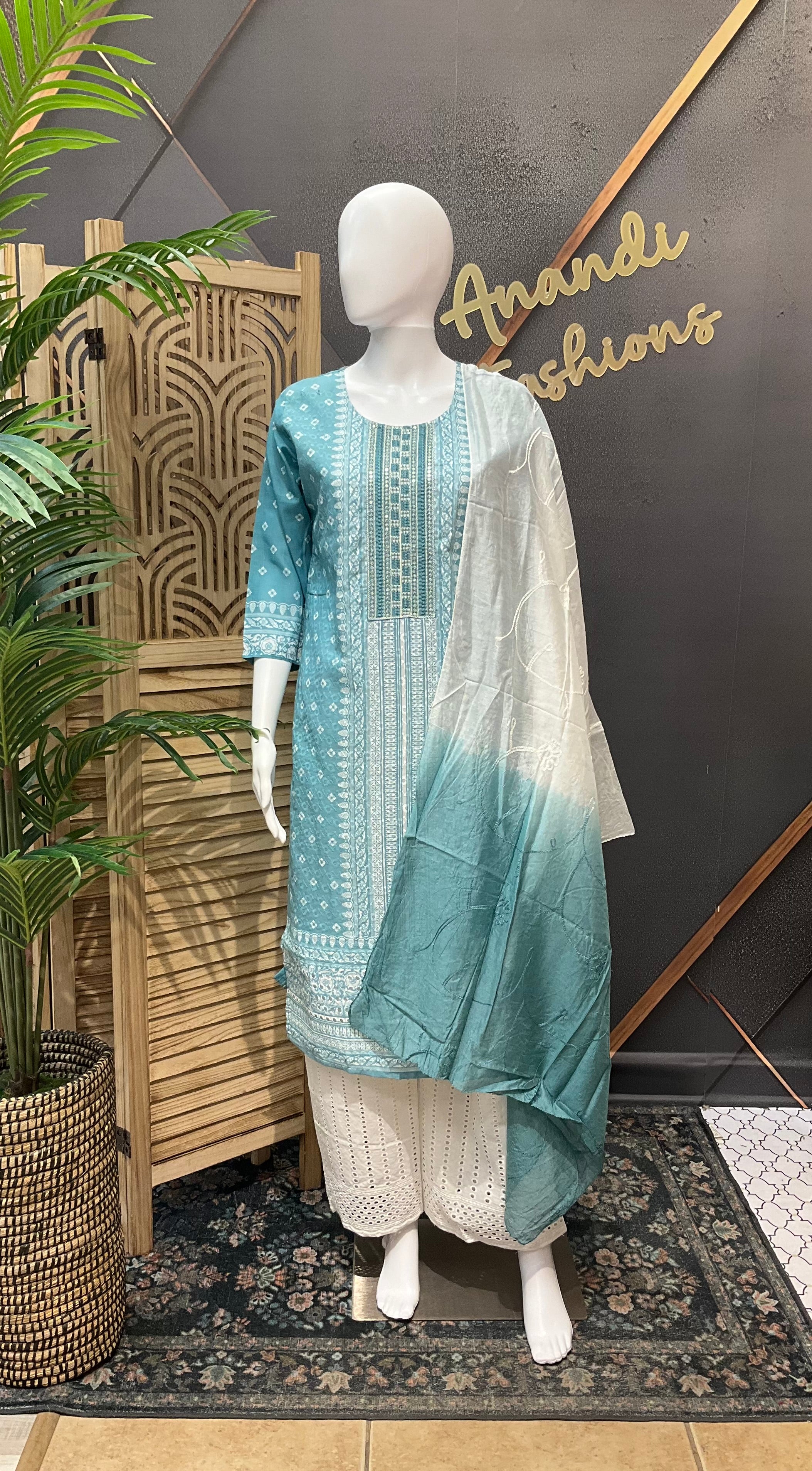 Light Blue - Cotton Chikankari Kurti set