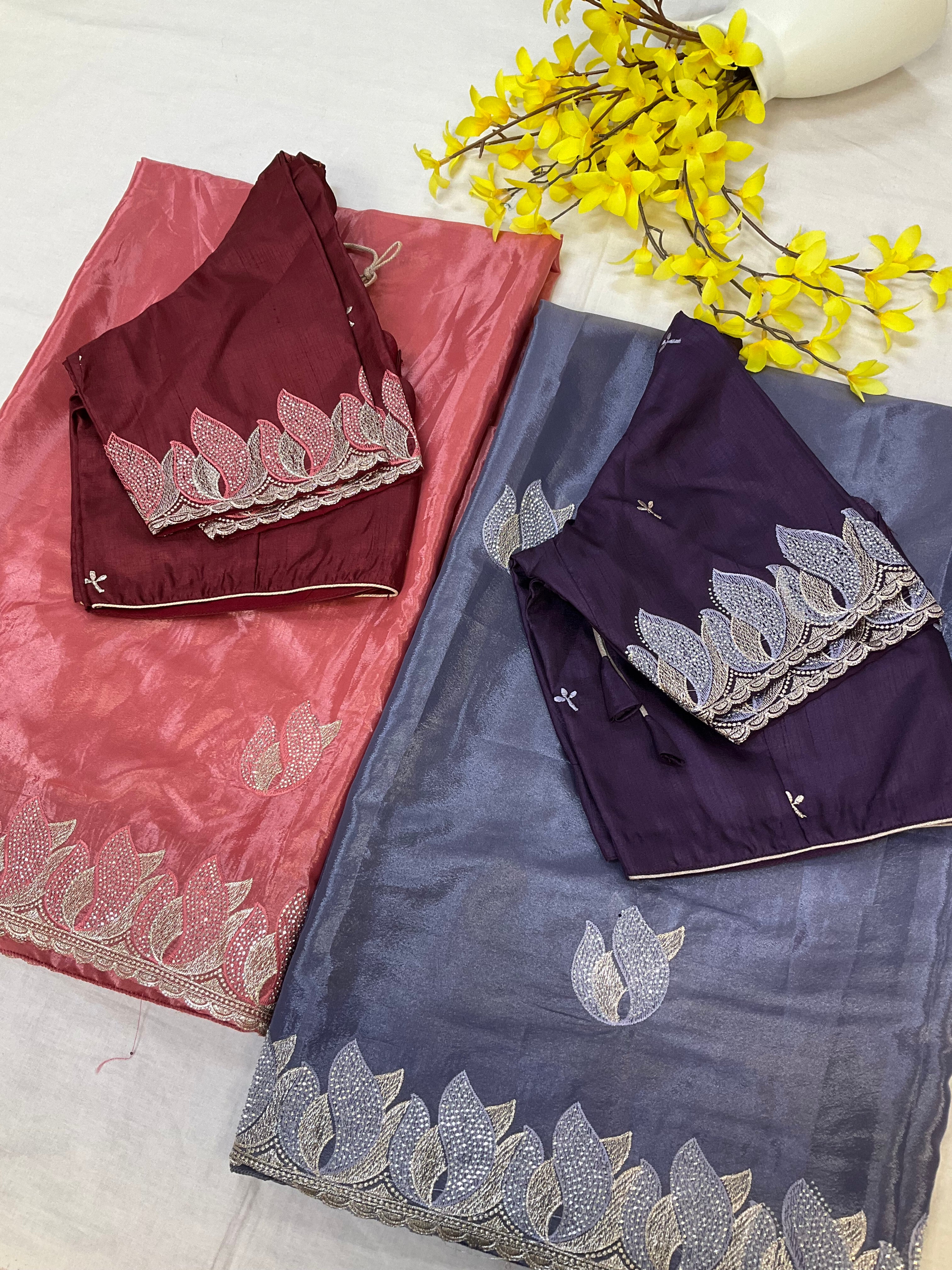 Cocktail Party Wear Sarees with Blouses- Fall pico done