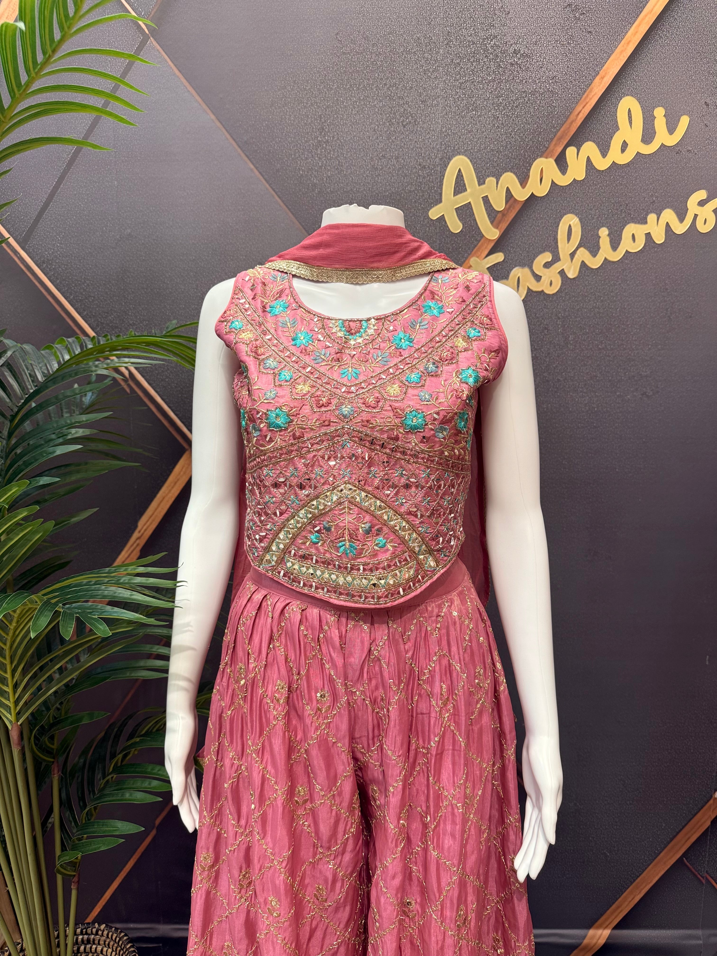 Pink-Teenage Girls Indo Western set