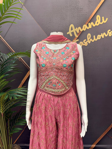 Pink-Teenage Girls Indo Western set