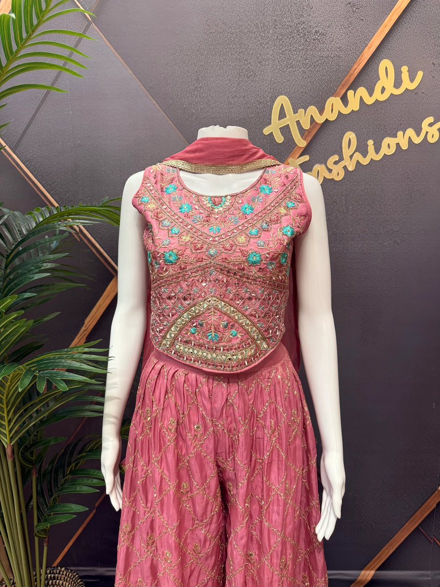Pink-Teenage Girls Indo Western set