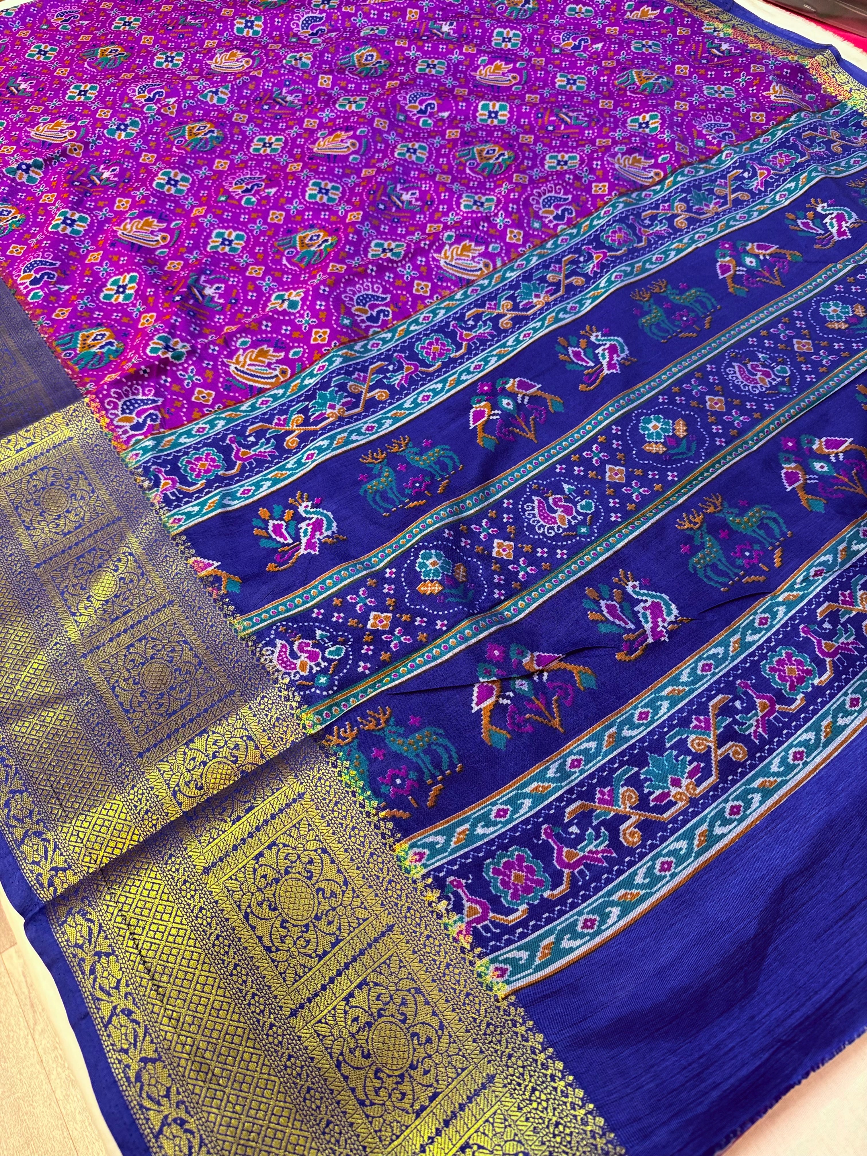 Violet Patola Semi Silk Saree